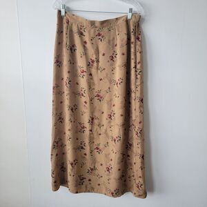 Worthington womens skirts sz 16W floral with paisley print cottagecore back slit